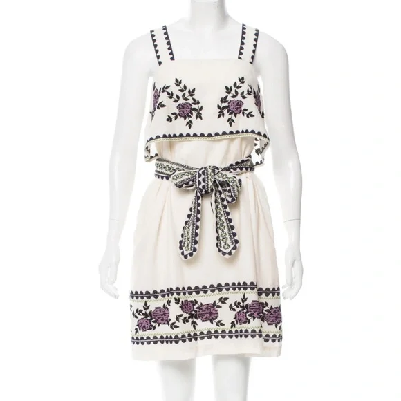 SUNO Embroidered Mini Dress